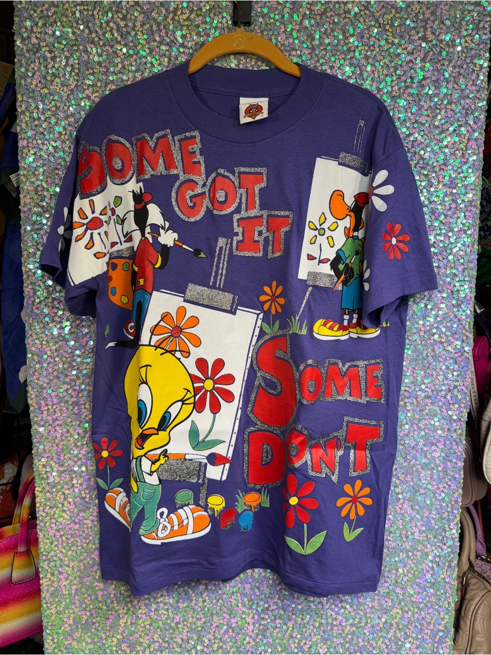VTG NWOT Warner Bros. Looney Toons Purple Tweety Bird, Sylvester, Daffy Duck